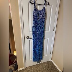 Emerald Sundae blue sequin prom dress small